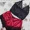 Silky Lace Pajama Set For Women 2Piece Sexy Sleepwear Crop Top Shorts Nightwear 9
