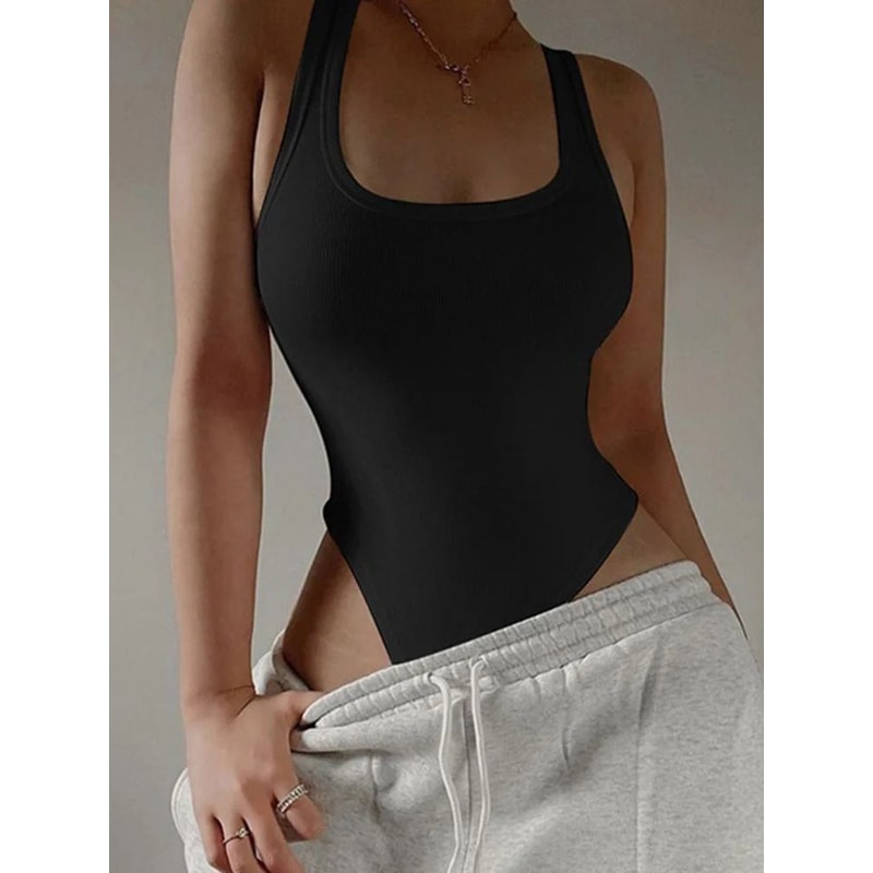 Sexy Sleeveless Knit Bodysuit For Women Off Shoulder Halter Bodycon Summer Clubwear 3