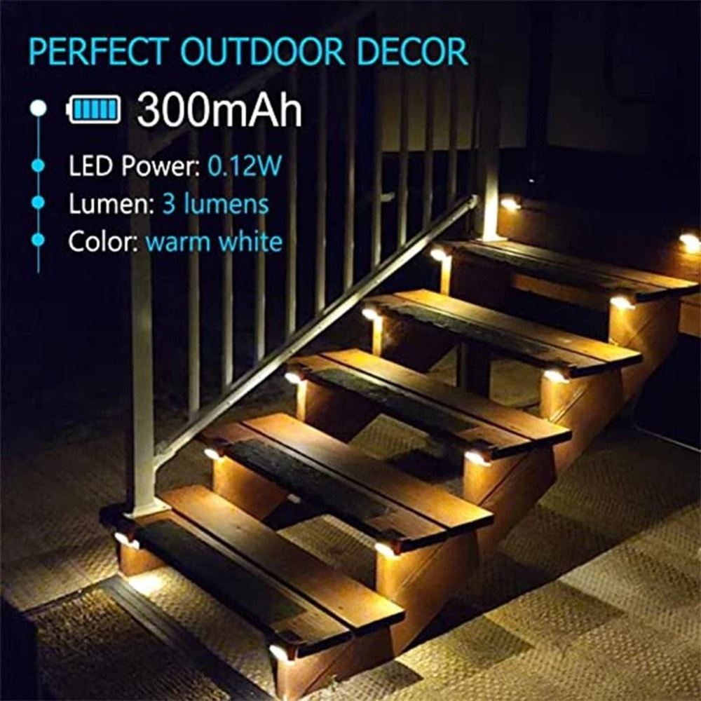 Warm White Solar Step Light Waterproof Outdoor LED Path And Stair Lamp For Garden Patio Fence 4