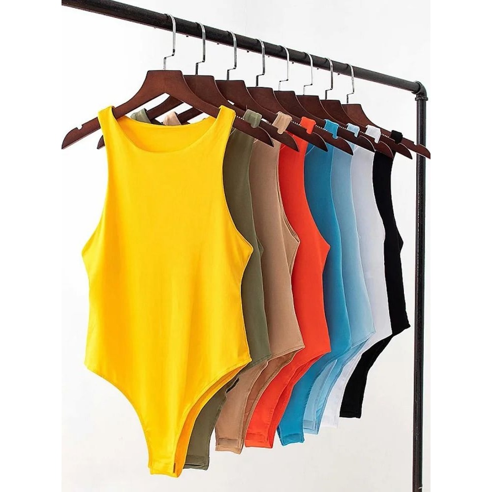 Solid Color Bodycon Womens Bodysuit Slim Fit Short Summer Playsuit 0