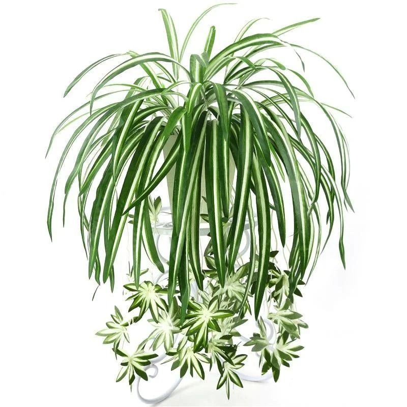 Artificial Hanging Green Plant Potted Chlorophytum Wall Decor 65cm PVC Simulation Leaves 6