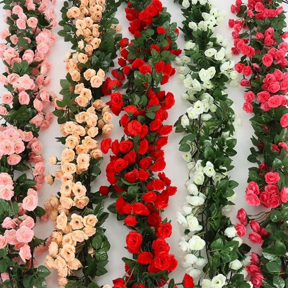 Artificial Rose Flower Vine 25m And 18m Silk Garland For Home And Wedding Decoration 0