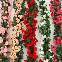 artificial rose flower vine 2.5m and 1.8m silk garland for home and wedding decoration