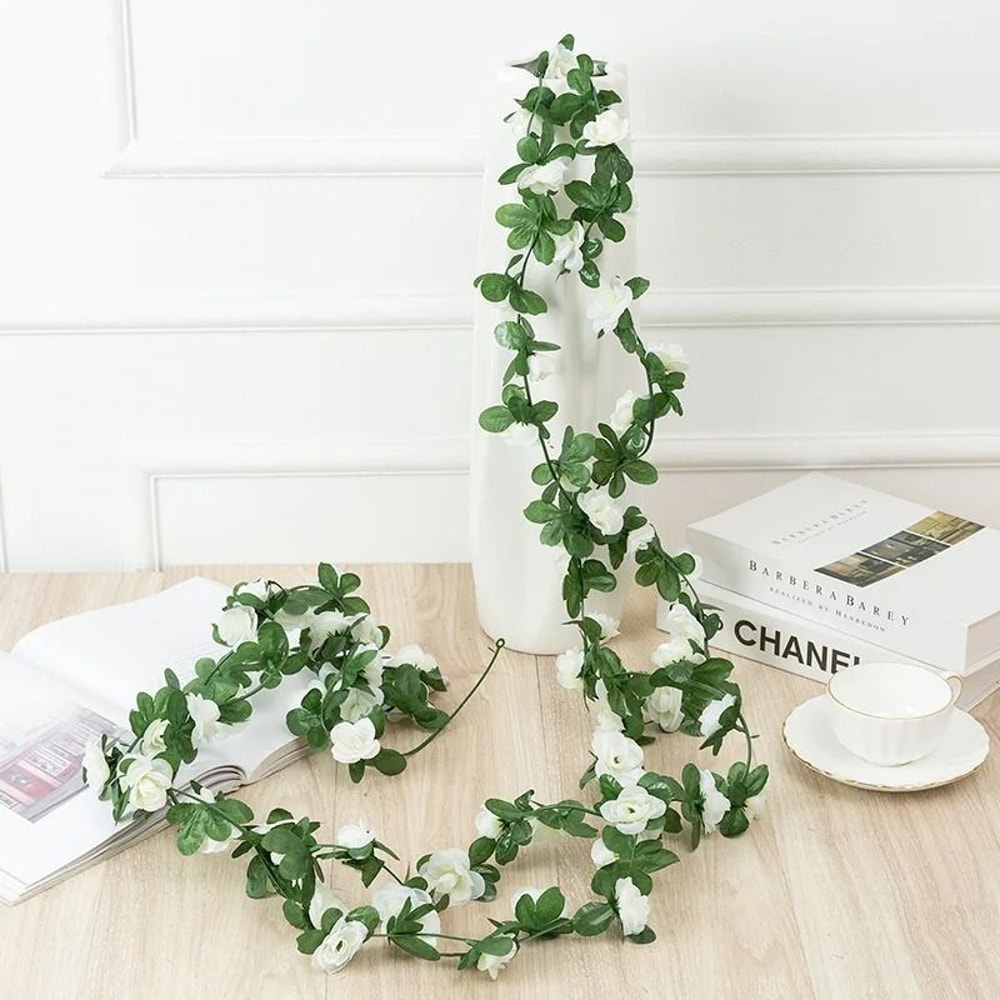 Artificial Rose Flower Vine 25m And 18m Silk Garland For Home And Wedding Decoration 3