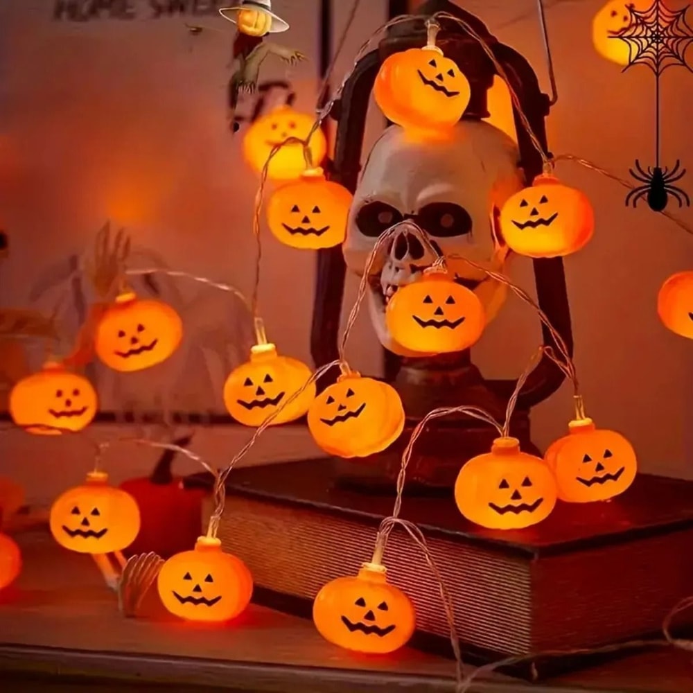 3D Pumpkin LED String Light Battery Powered Halloween Decorative Lamp 10 Or 20 LEDs 0