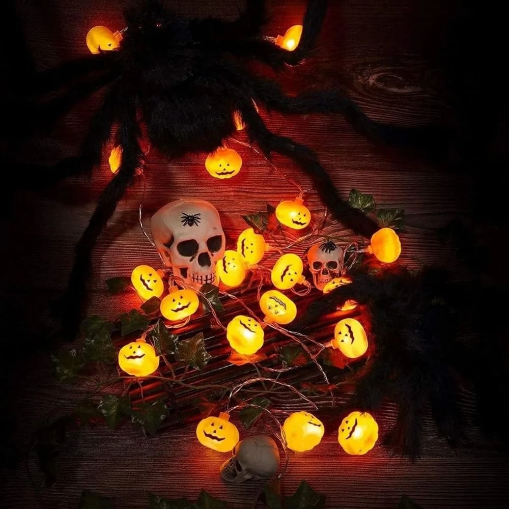 3D Pumpkin LED String Light Battery Powered Halloween Decorative Lamp 10 Or 20 LEDs 3
