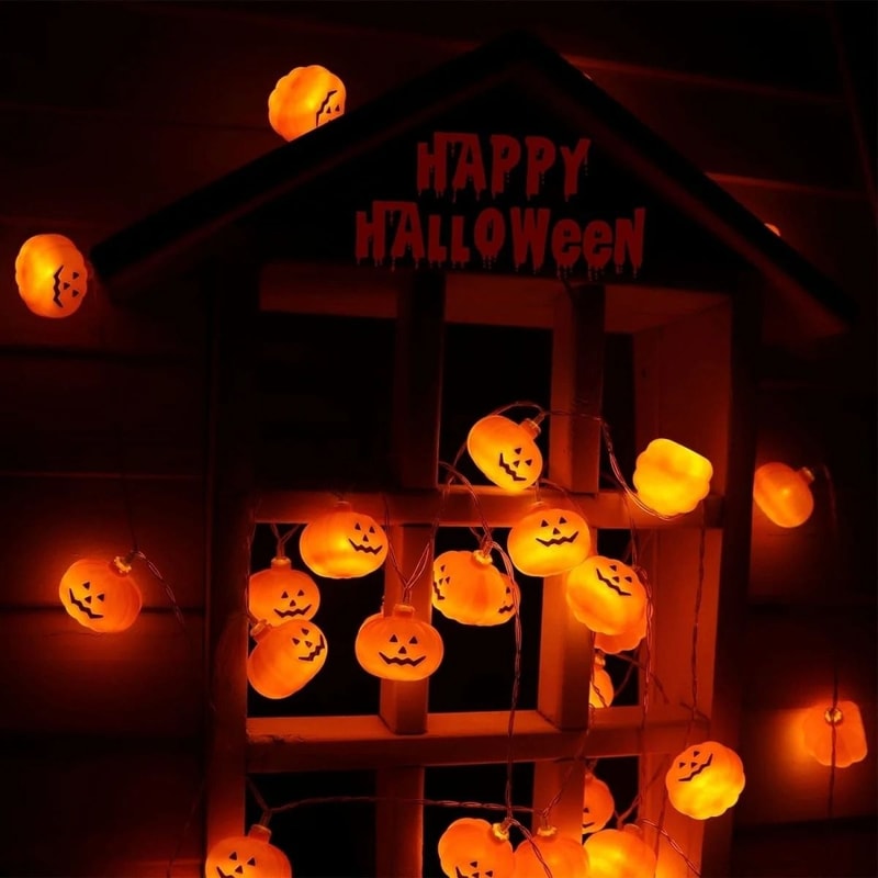 3D Pumpkin LED String Light Battery Powered Halloween Decorative Lamp 10 Or 20 LEDs 4