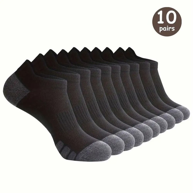 Breathable Low Cut Solid Color Socks 10 Pairs Sweat Absorbing Odor Resistant For Outdoor Activities 11