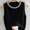 Knitted Sleeveless Beaded Tank Top Women Solid Summer Thin Fashion Vest 8