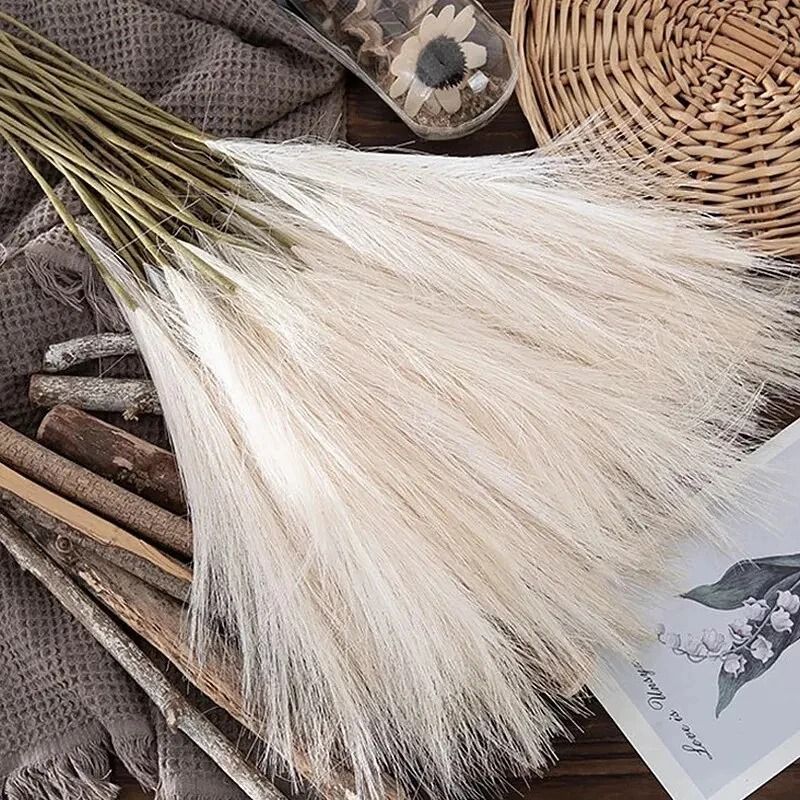 Artificial Reed Bouquet Set Bohemian Home Decor Pampas Style Faux Floral Arrangement 10pcs 4