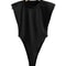 Padded Shoulder Bodysuit Women Summer One Piece Slim Fit Sleeveless Bodycon Top 2