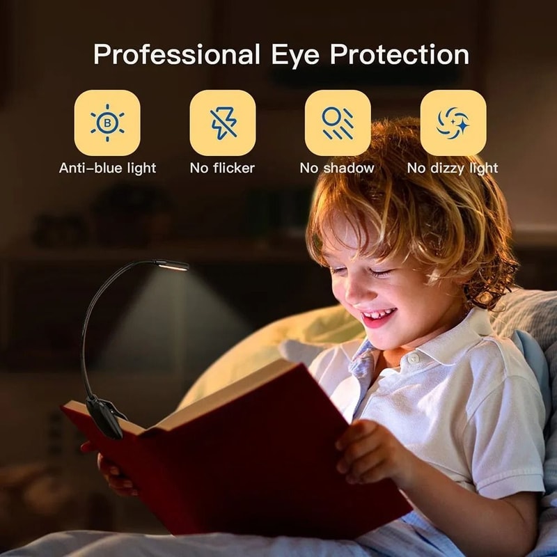 USB Rechargeable LED Book Light Flexible Clip On Reading Lamp With 3 Level Brightness 3