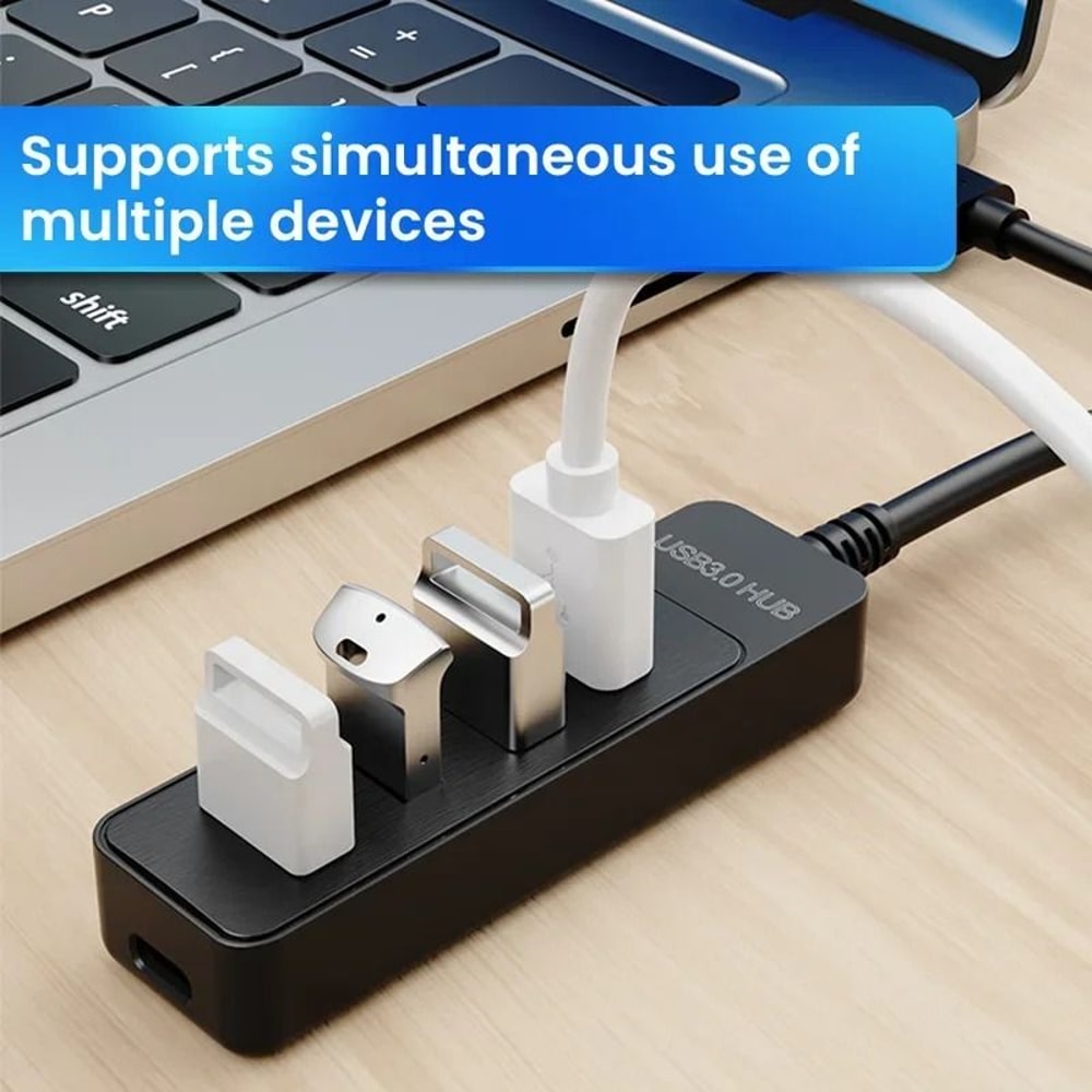 MultiPort USB 30 Power Adapter Hub With USBC And 4 USB Ports 2