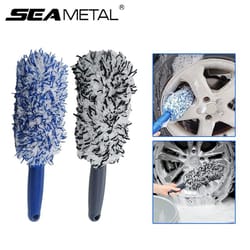 car wheel and tire cleaning brush with plush head for detailed care