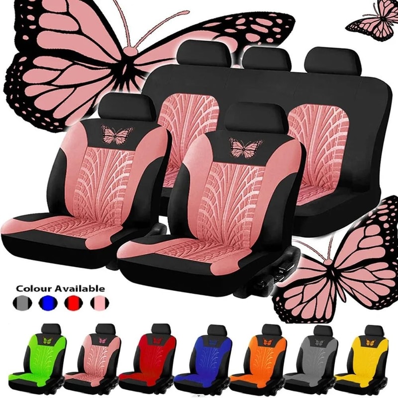 Universal Butterfly Embroidery Full Car Seat Cover Set 0