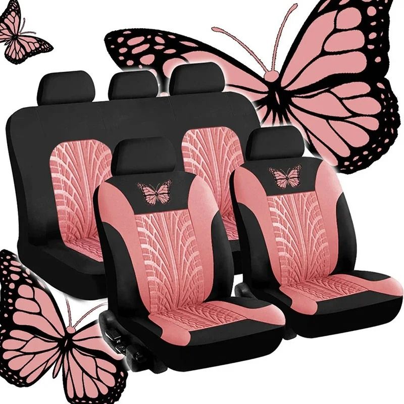 Universal Butterfly Embroidery Full Car Seat Cover Set 15