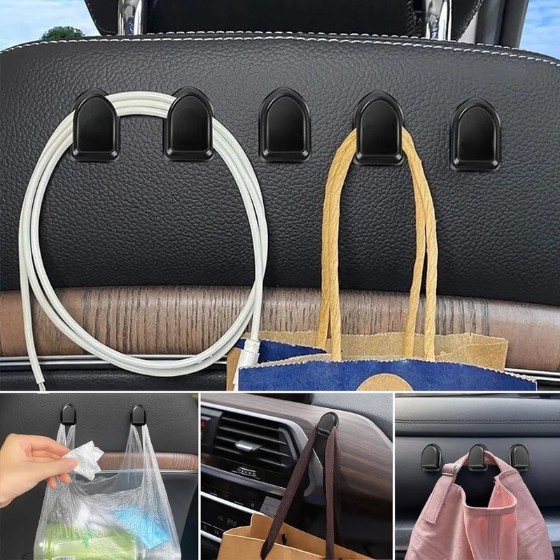 Mini Car Interior Storage Hooks Self Adhesive Holder For USB Cable Headphones Keys 2