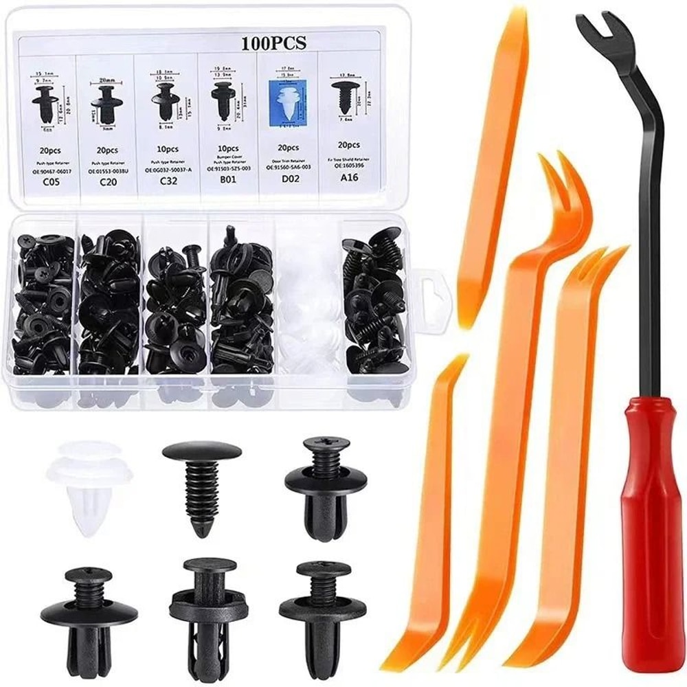 Universal Car Body Push Retainer Pin And Trim Fastener Kit With Tools 9