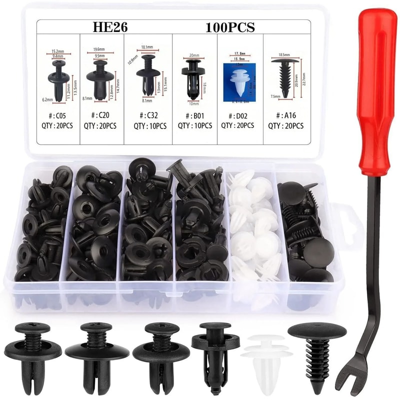 Universal Car Body Push Retainer Pin And Trim Fastener Kit With Tools 6