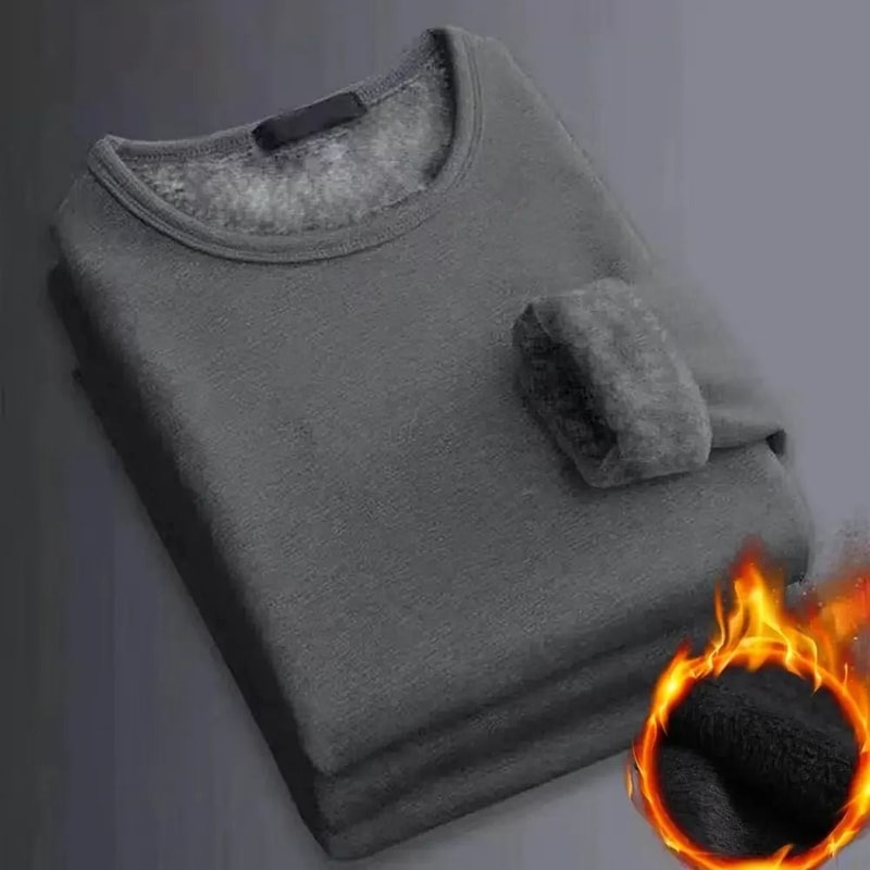 Mens LongSleeve Thermal Fleece Bottoming Shirt Winter Warm TShirt 0