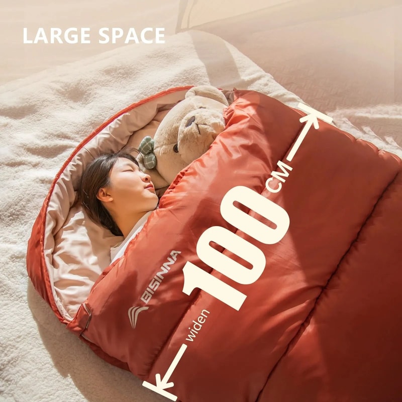 Large 3 Season Camping Sleeping Bag Wide Long Size For Adults 2