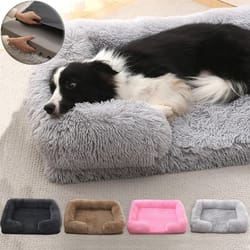 square plush dog bed thickened winter pet bed with removable mat