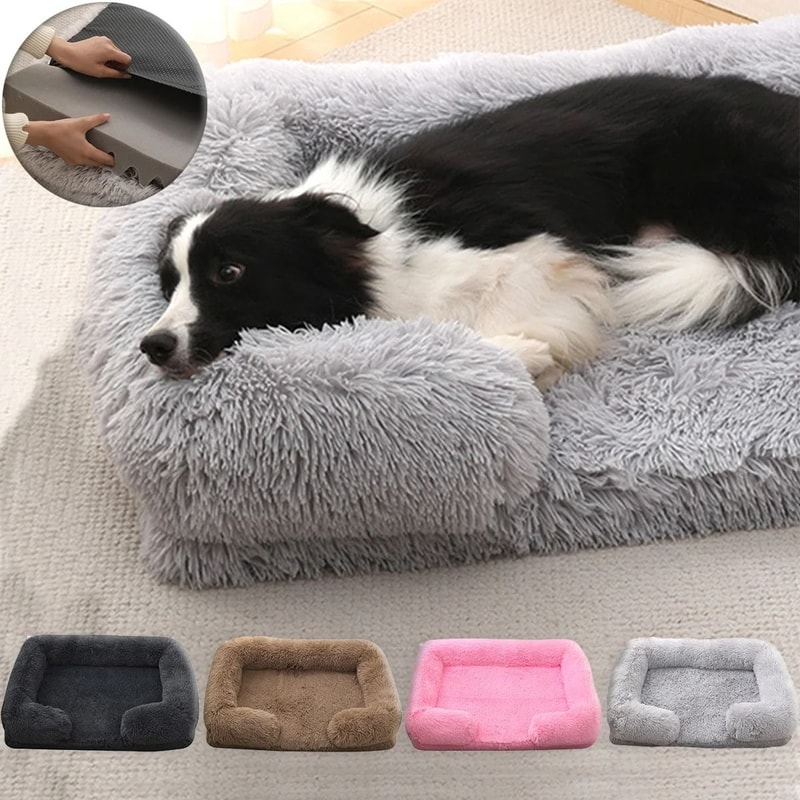 Square Plush Dog Bed Thickened Winter Pet Bed With Removable Mat 0
