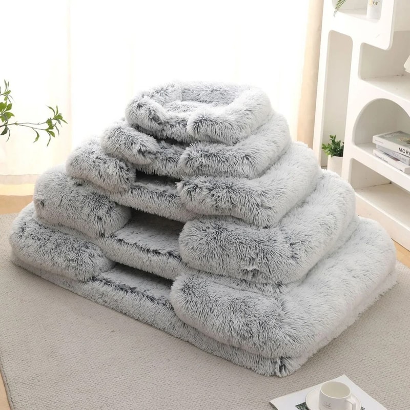 Square Plush Dog Bed Thickened Winter Pet Bed With Removable Mat 3