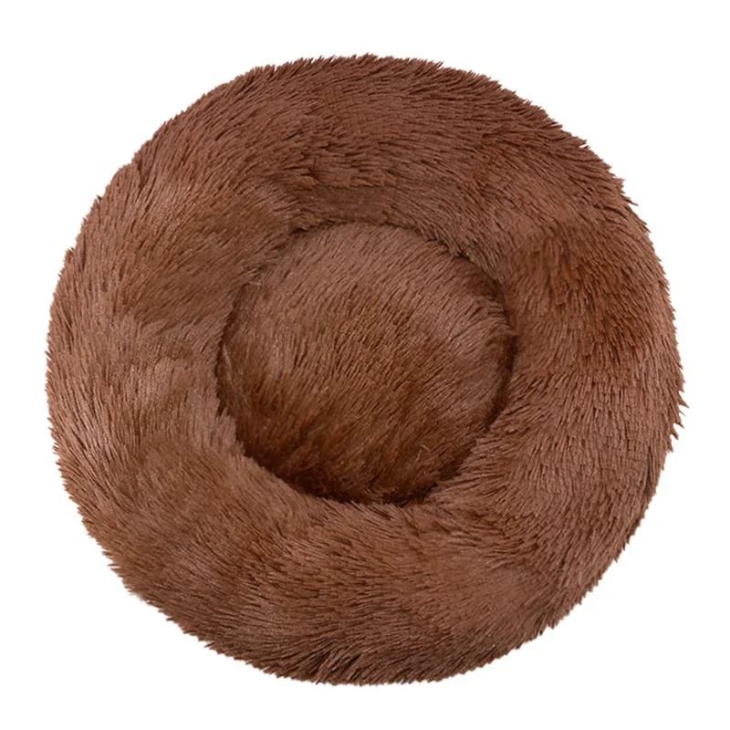 Round Plush Pet Bed For Dogs And Cats Winter Warm Sleeping Cushion 7