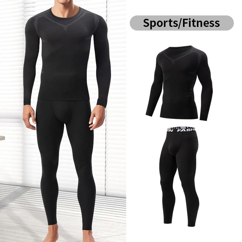 Mens Thermal Underwear Set Long Sleeve Top And Pants Winter Fleece Lined Base Layer 2