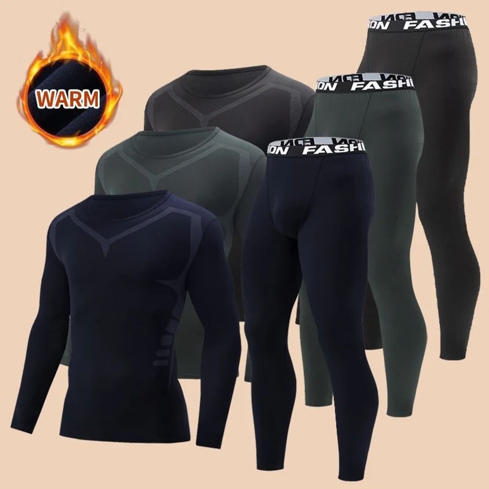 Mens Thermal Underwear Set Long Sleeve Top And Pants Winter Fleece Lined Base Layer 3
