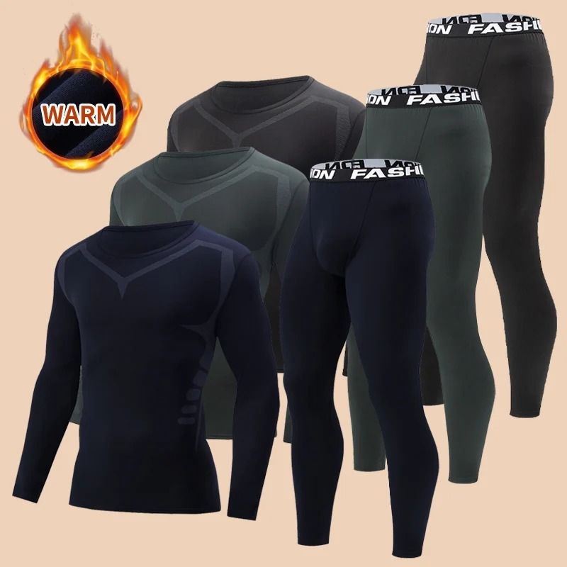 Mens Thermal Underwear Set Long Sleeve Top And Pants Winter Fleece Lined Base Layer 3