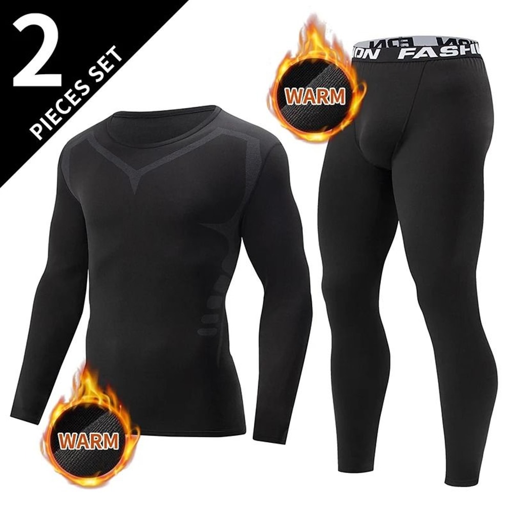Mens Thermal Underwear Set Long Sleeve Top And Pants Winter Fleece Lined Base Layer 7