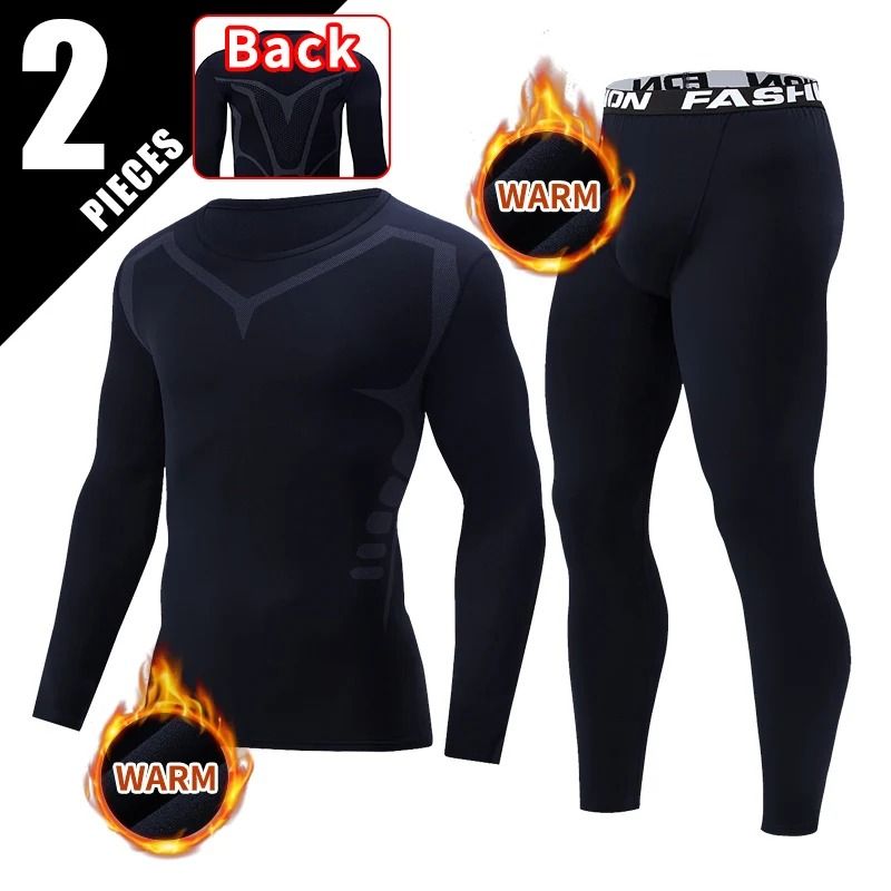 Mens Thermal Underwear Set Long Sleeve Top And Pants Winter Fleece Lined Base Layer 8
