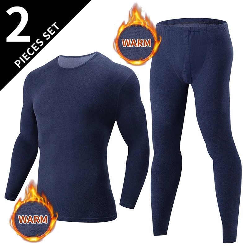 Mens Thermal Underwear Set Fleece Lined Long Sleeve Top And Pants For Autumn And Winter Comfort 9