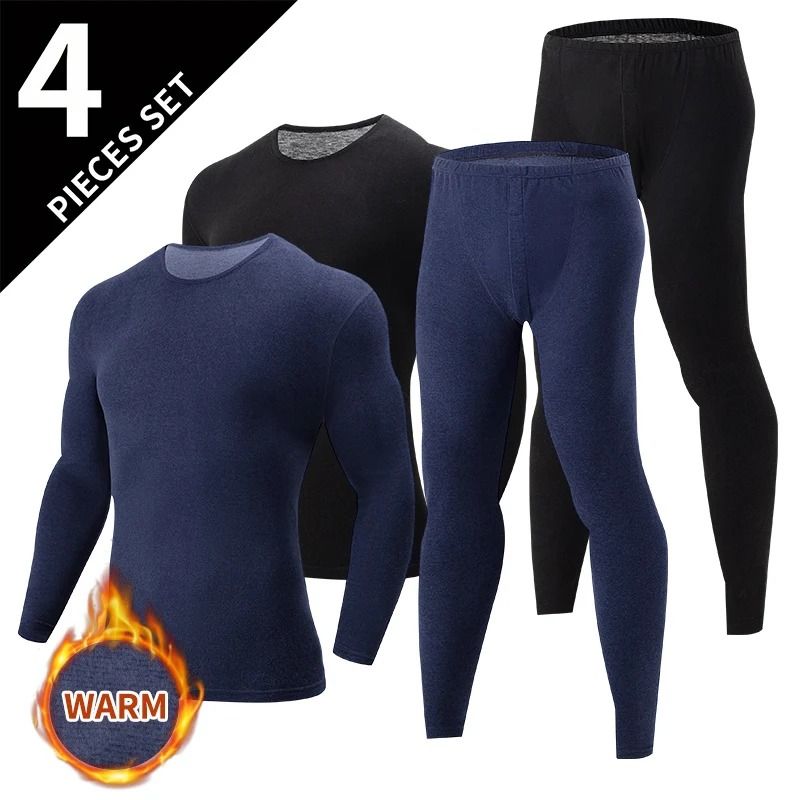 Mens Thermal Underwear Set Fleece Lined Long Sleeve Top And Pants For Autumn And Winter Comfort 10
