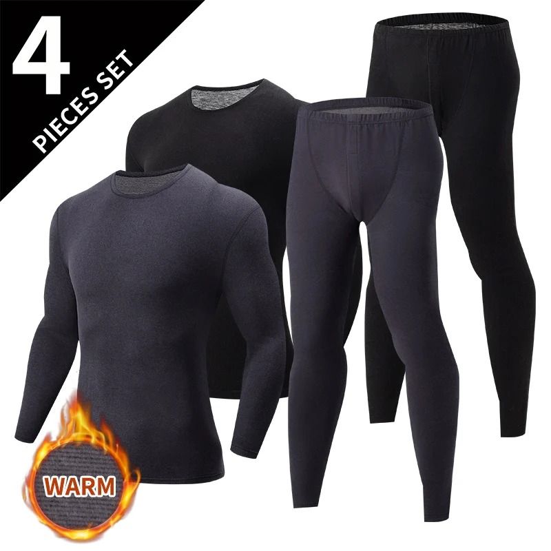 Mens Thermal Underwear Set Fleece Lined Long Sleeve Top And Pants For Autumn And Winter Comfort 13