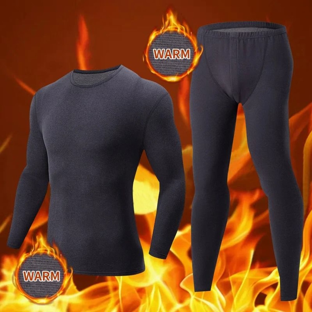 Mens Thermal Underwear Set Fleece Lined Long Sleeve Top And Pants For Autumn And Winter Comfort 3