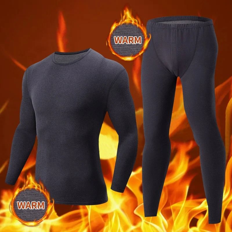Mens Thermal Underwear Set Fleece Lined Long Sleeve Top And Pants For Autumn And Winter Comfort 3