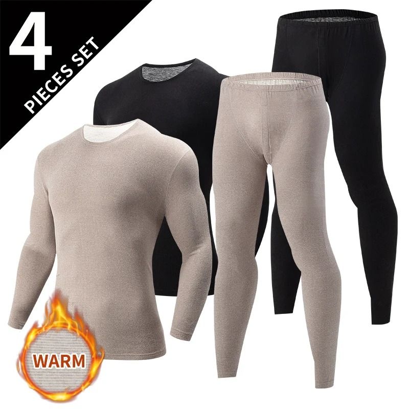 Mens Thermal Underwear Set Fleece Lined Long Sleeve Top And Pants For Autumn And Winter Comfort 15