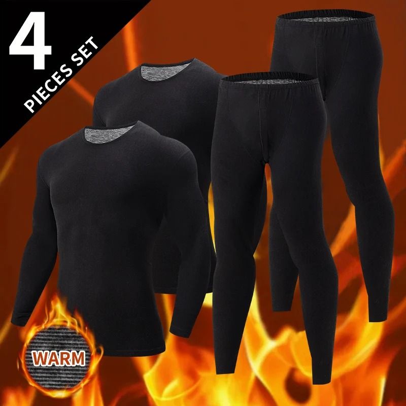 Mens Thermal Underwear Set Fleece Lined Long Sleeve Top And Pants For Autumn And Winter Comfort 18