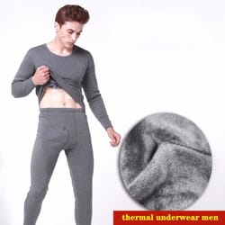 mens winter thermal underwear set fleece lined long sleeve top and pants for cold weather warmth
