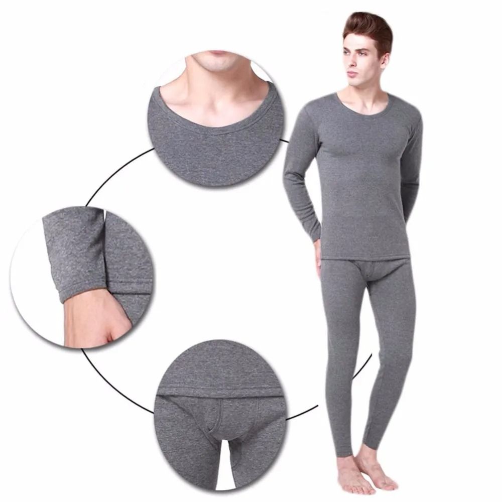 Mens Winter Thermal Underwear Set Fleece Lined Long Sleeve Top And Pants For Cold Weather Warmth 3