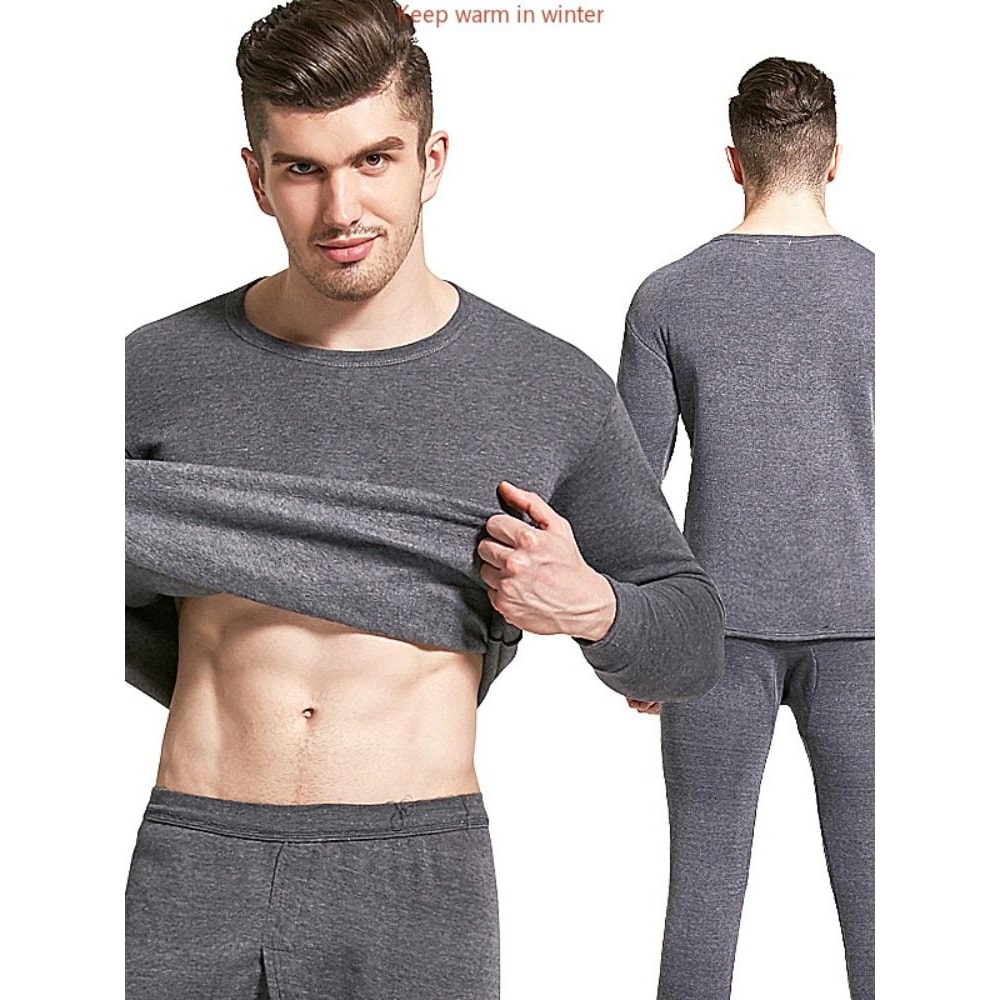 Mens Winter Thermal Underwear Set Fleece Lined Long Sleeve Top And Pants For Cold Weather Warmth 4