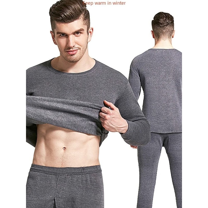 Mens Winter Thermal Underwear Set Fleece Lined Long Sleeve Top And Pants For Cold Weather Warmth 4