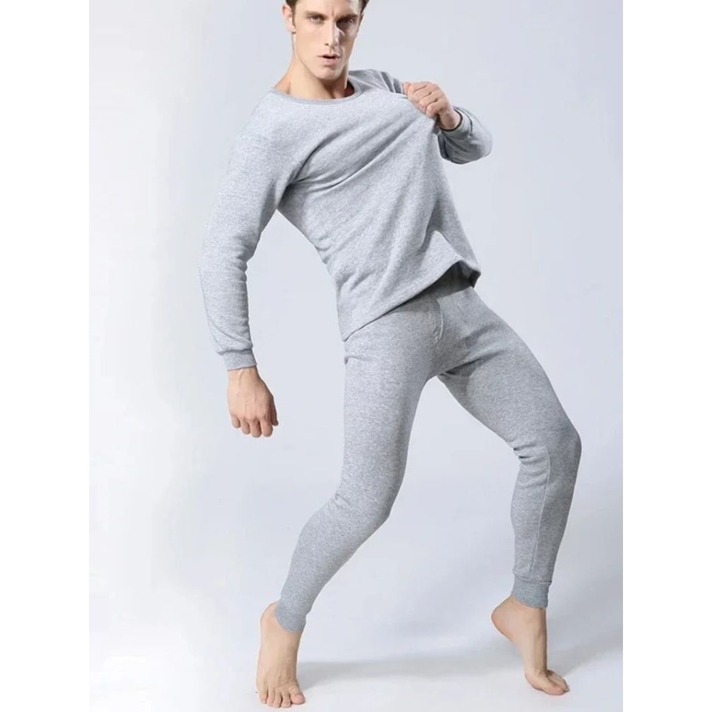 Mens Winter Thermal Underwear Set Fleece Lined Long Sleeve Top And Pants For Cold Weather Warmth 5