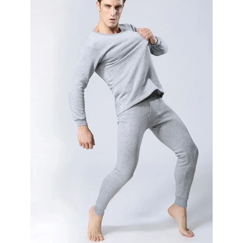 Mens Winter Thermal Underwear Set Fleece Lined Long Sleeve Top And Pants For Cold Weather Warmth 5