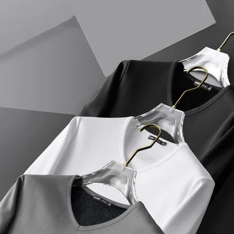 Men Plush Thermal Long Sleeve T Shirt Plus Velvet Fleece Lined Winter Base Layer Top 3