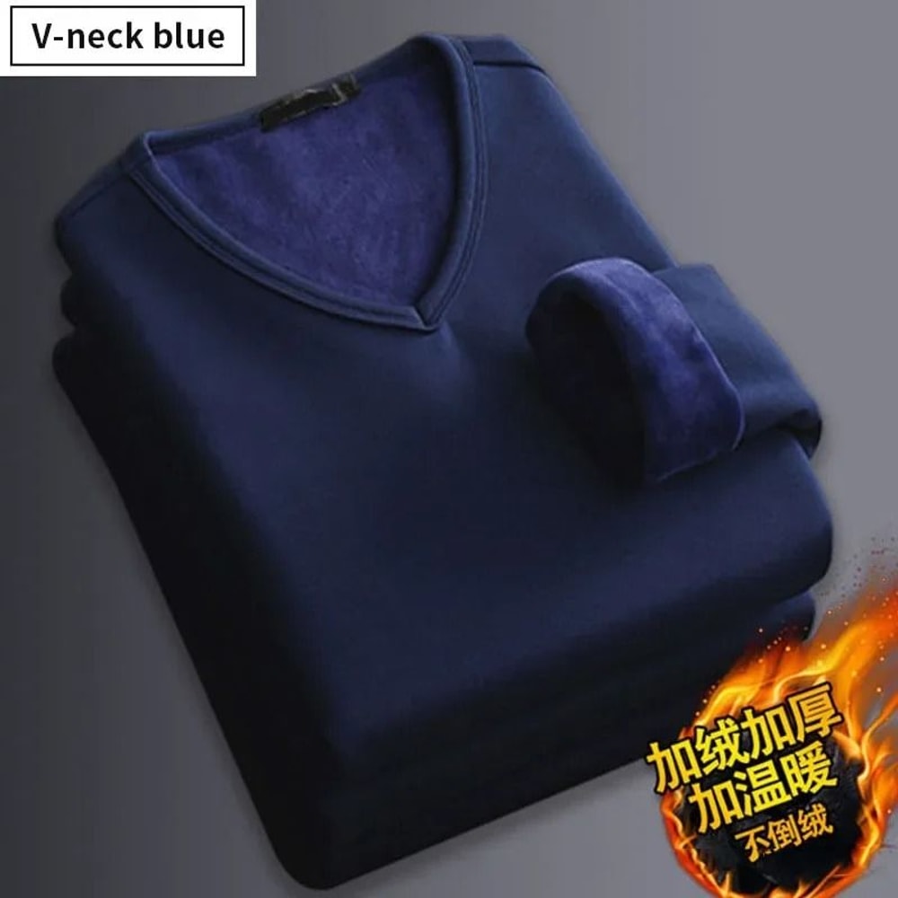 Men Plush Thermal Long Sleeve T Shirt Plus Velvet Fleece Lined Winter Base Layer Top 6