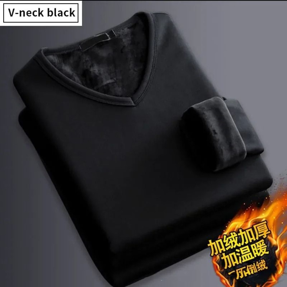 Men Plush Thermal Long Sleeve T Shirt Plus Velvet Fleece Lined Winter Base Layer Top 7